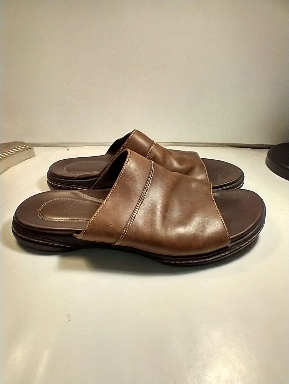 Cole Haan Brown Leather Casual Slide Sandals Men's sz 10.5M. - Picture 2 of 12